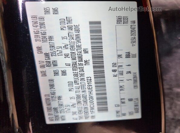 1FMCU0G91HUE91023 2017 FORD ESCAPE Black Շարժիչի բաժամունքի տեսք
