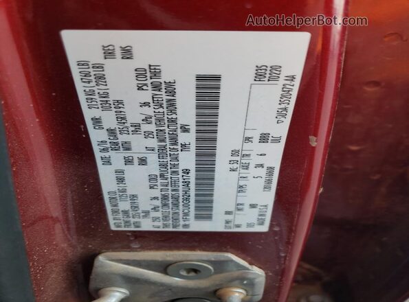 1FMCU0G92HUA81749 2017 FORD ESCAPE Красный Панорамный вид салона 360°