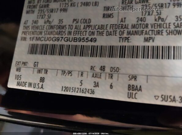 1FMCU0G97GUB95549 2016 FORD ESCAPE Black Вид підкапотного простору