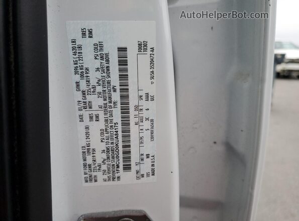 1FMCU0GD0KUA84175 2019 FORD ESCAPE White Vista interior de 360 grados