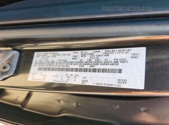 1FMCU0GD1HUB78056 2017 FORD ESCAPE Серый Панорамный вид салона 360°