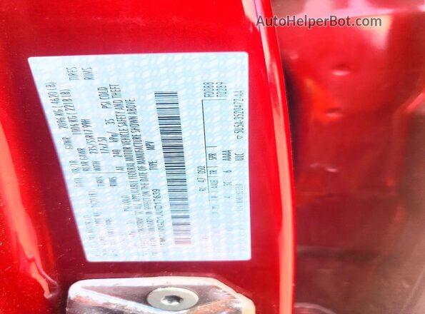 1FMCU0GD1JUD17639 2018 FORD ESCAPE Red VIN կոդի պիտակի տեսք