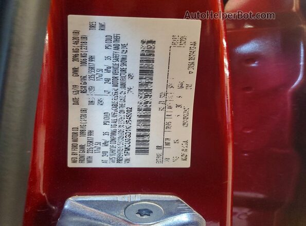 1FMCU0GD1KUB45002 2019 FORD ESCAPE Red Vista del compartimento del motor