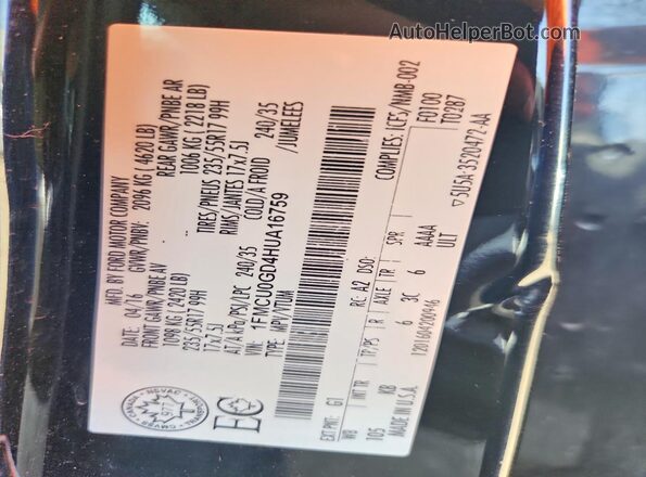 1FMCU0GD4HUA16759 2017 FORD ESCAPE Black Engine compartment view