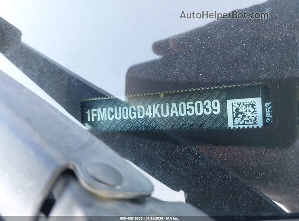 1FMCU0GD4KUA05039 2019 FORD ESCAPE White Vista del compartimento del motor