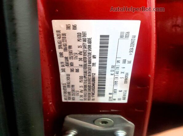 1FMCU0GD4KUB86112 2019 FORD ESCAPE Red VIN sticker view