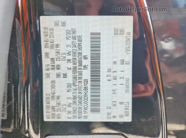 1FMCU0GD5HUB61020 2017 FORD ESCAPE Black Vista de la etiqueta del VIN