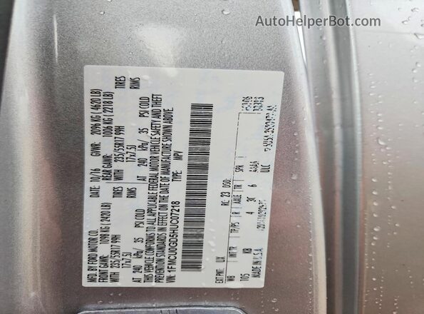 1FMCU0GD5HUC07218 2017 FORD ESCAPE Silver Вид підкапотного простору