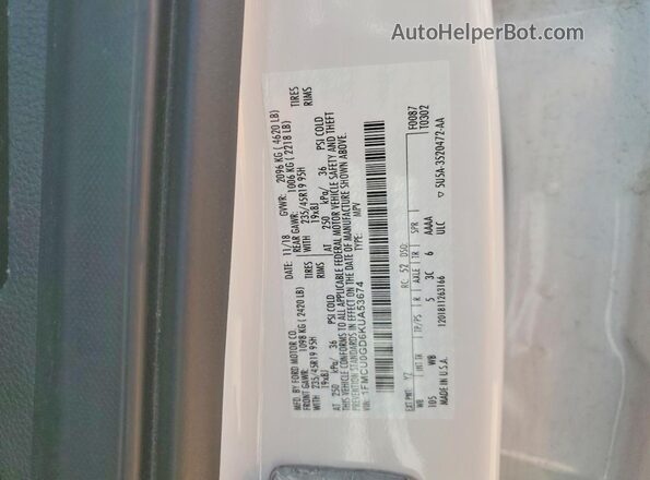 1FMCU0GD6KUA53674 2019 FORD ESCAPE White 360 interior view
