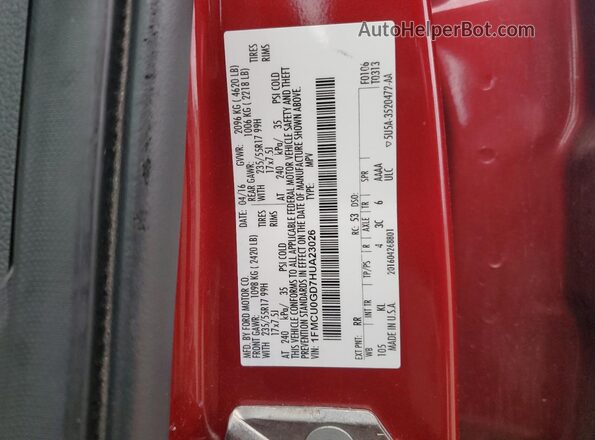 1FMCU0GD7HUA23026 2017 FORD ESCAPE Red Widok wnętrza 360 stopni