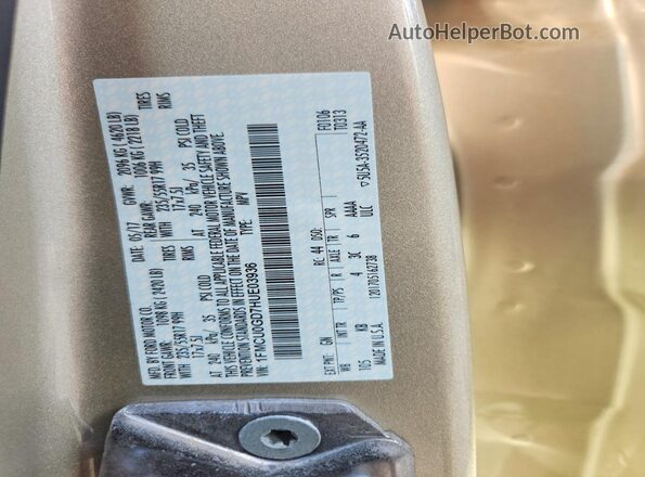 1FMCU0GD7HUE03936 2017 FORD ESCAPE Silver Вид наклейки з VIN-кодом