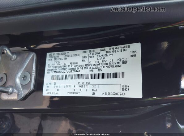 1FMCU0GD7JUB28848 2018 FORD ESCAPE Black Շարժիչի բաժամունքի տեսք