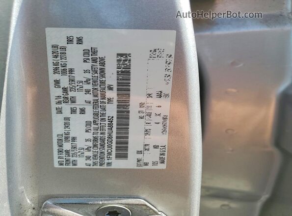 1FMCU0GD8HUA88452 2017 FORD ESCAPE Серебряный Вид наклейки с VIN-кодом