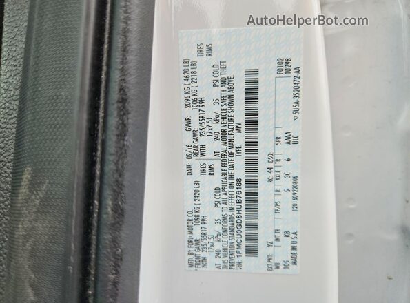 1FMCU0GD8HUB76188 2017 FORD ESCAPE White Вид наклейки з VIN-кодом