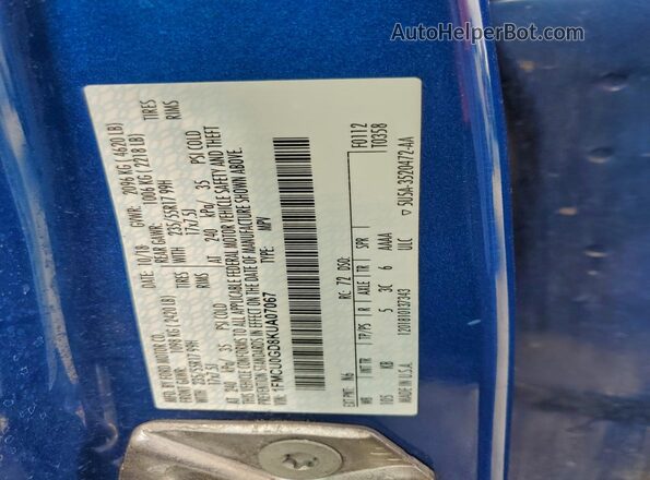 1FMCU0GD8KUA07067 2019 FORD ESCAPE Blue VIN կոդի պիտակի տեսք