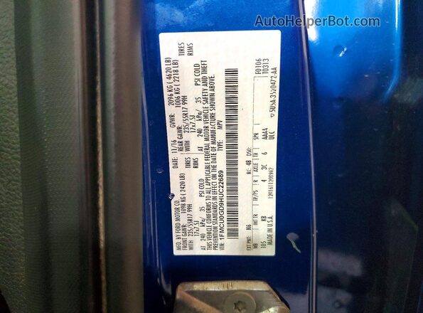 1FMCU0GD9HUC22689 2017 FORD ESCAPE Blue Вид наклейки з VIN-кодом
