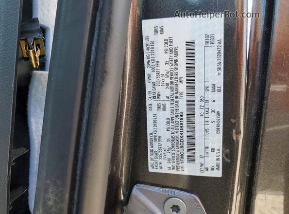 1FMCU0GDXKUB81898 2019 FORD ESCAPE Gray 360 interior view