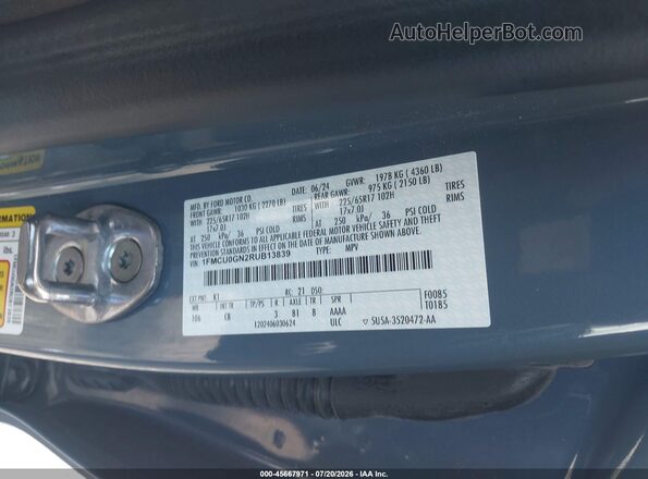1FMCU0GN2RUB13839 2024 FORD ESCAPE Blue Engine compartment view