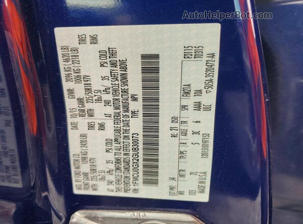 1FMCU0GX2GUB30073 2016 FORD ESCAPE Синий Вид наклейки с VIN-кодом