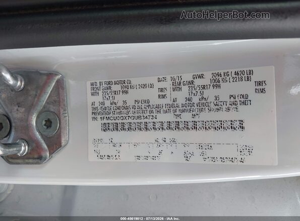 1FMCU0GX7GUB34734 2016 FORD ESCAPE White Вид підкапотного простору