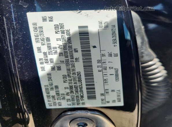 1FMCU0H63LUB89293 2020 FORD ESCAPE Черный Панорамный вид салона 360°