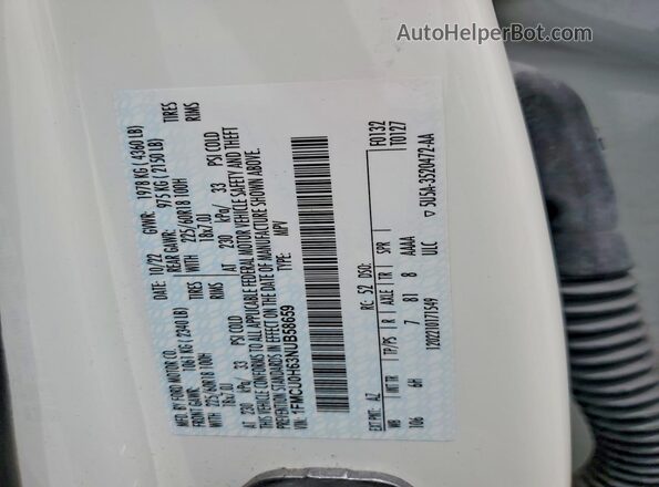 1FMCU0H63NUB58659 2022 FORD ESCAPE Белый Панорамный вид салона 360°