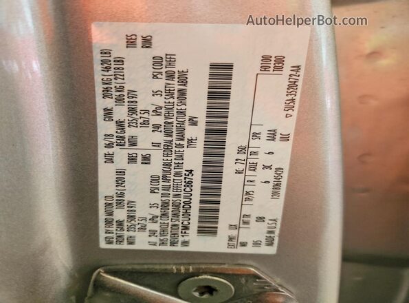1FMCU0HD0JUC86754 2018 FORD ESCAPE Silver VIN sticker view