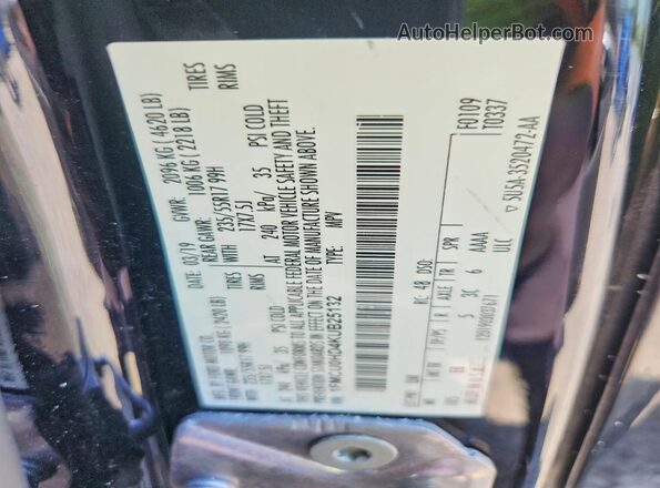 1FMCU0HD4KUB25132 2019 FORD ESCAPE Black Vista de la etiqueta del VIN