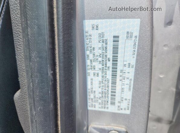 1FMCU0HD5KUB51657 2019 FORD ESCAPE Серебряный Вид наклейки с VIN-кодом