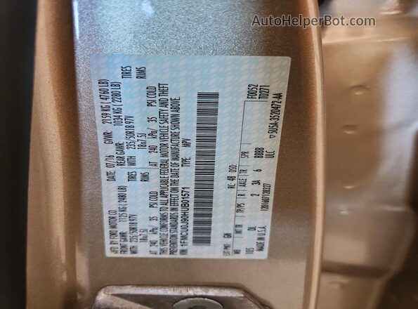 1FMCU0J90HUB01571 2017 FORD ESCAPE Tan VIN კოდის სტიკერის ხედი