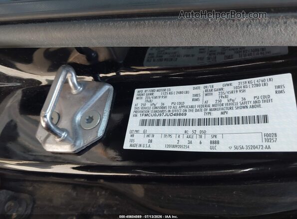1FMCU0J97JUD49869 2018 FORD ESCAPE Black Շարժիչի բաժամունքի տեսք