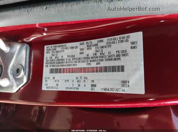 1FMCU0J98HUB81301 2017 FORD ESCAPE Красный Вид подкапотного пространства