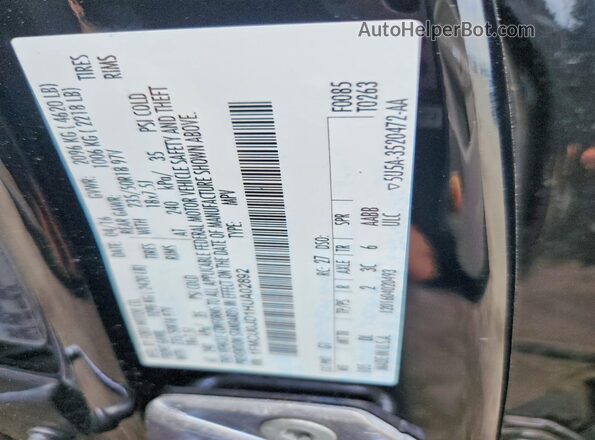 1FMCU0JD1HUA02892 2017 FORD ESCAPE Black Вид наклейки з VIN-кодом