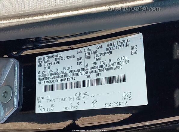 1FMCU0JD1HUB12762 2017 FORD ESCAPE Black Vista del compartimento del motor