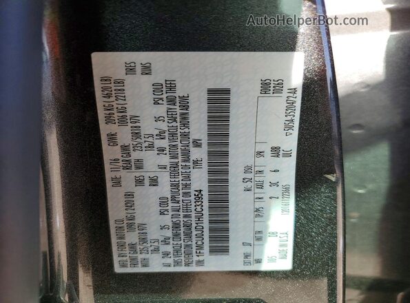 1FMCU0JD1HUC33954 2017 FORD ESCAPE Gray VIN კოდის სტიკერის ხედი