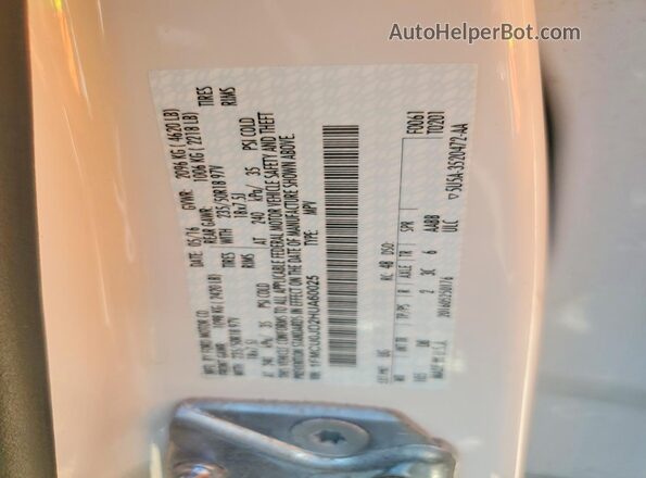 1FMCU0JD2HUA60025 2017 FORD ESCAPE White Вид наклейки з VIN-кодом