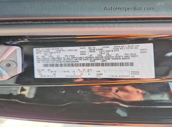 1FMCU0JD8HUB52644 2017 FORD ESCAPE Black Вид підкапотного простору