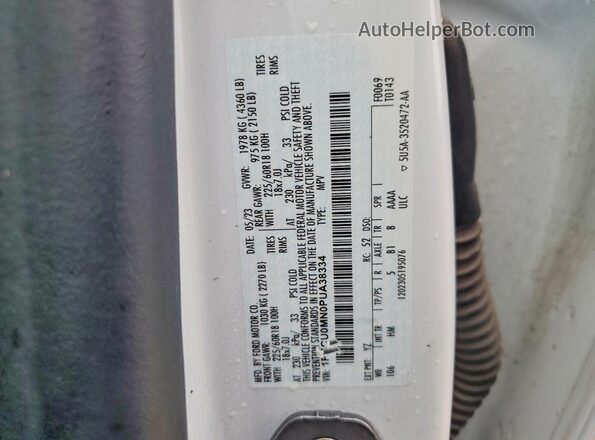 1FMCU0MN0PUA38334 2023 FORD ESCAPE White Widok naklejki z numerem VIN