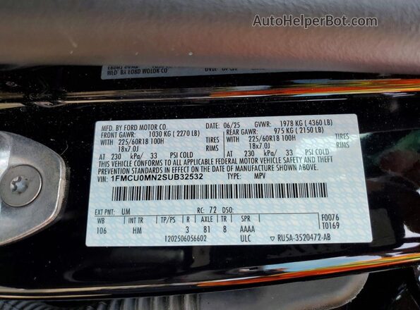1FMCU0MN2SUB32532 2025 FORD ESCAPE Black სალონის 360-გრადუსიანი ხედი