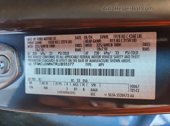 1FMCU0MN7RUB55377 2024 FORD ESCAPE Blue Շարժիչի բաժամունքի տեսք