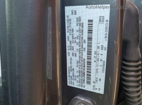 1FMCU0MN7SUB43039 2025 FORD ESCAPE Gray Vista de la etiqueta del VIN