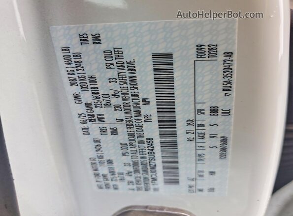 1FMCU0MZ7SUB42458 2025 FORD ESCAPE White Vista de la etiqueta del VIN