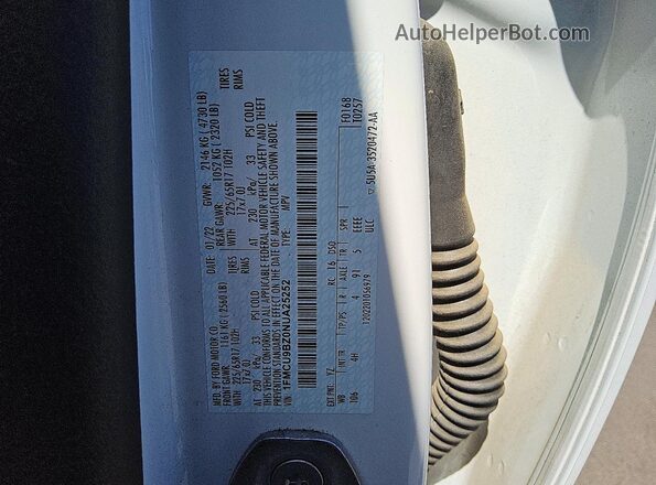 1FMCU9BZ0NUA25252 2022 FORD ESCAPE White Widok naklejki z numerem VIN