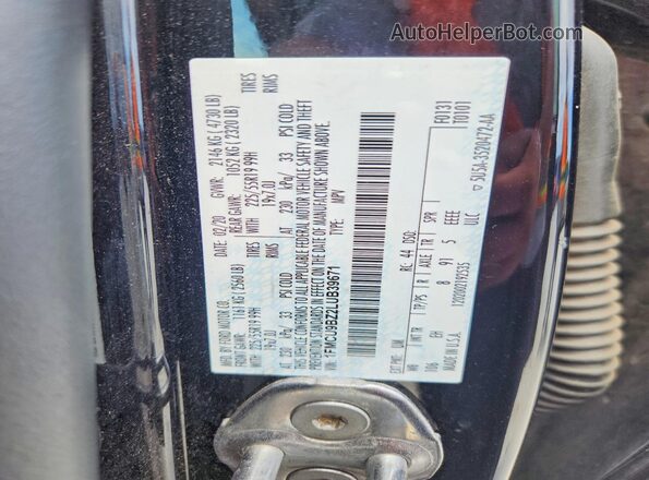 1FMCU9BZ2LUB39671 2020 FORD ESCAPE Black VIN sticker view