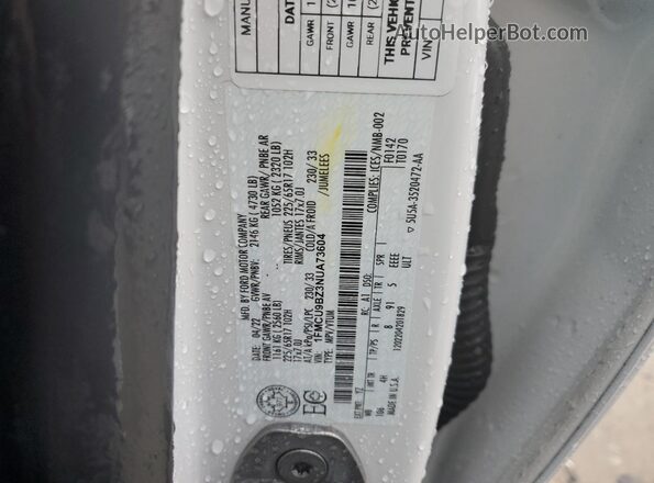 1FMCU9BZ3NUA73604 2022 FORD ESCAPE White Սալոնի 360 աստիճան տեսք