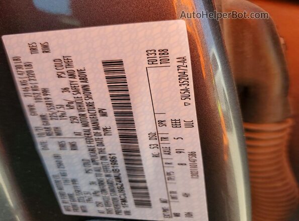 1FMCU9BZ4MUB19861 2021 FORD ESCAPE Gray Vista de la etiqueta del VIN