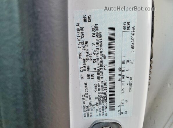 1FMCU9BZ8MUB25873 2021 FORD ESCAPE White Vista de la etiqueta del VIN