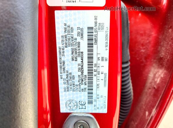 1FMCU9BZ8NUA40338 2022 FORD ESCAPE Red Widok komory silnika