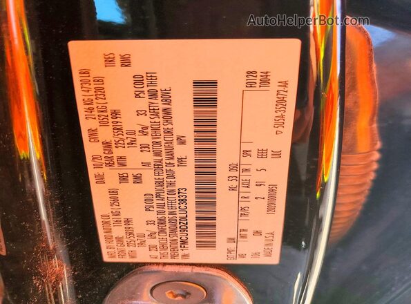 1FMCU9DZ0LUC38373 2020 FORD ESCAPE Black VIN sticker view