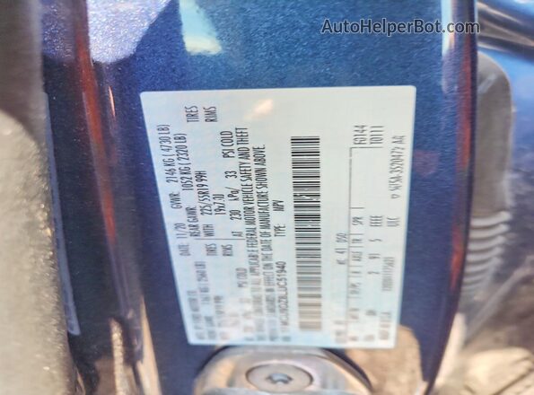 1FMCU9DZ8LUC51940 2020 FORD ESCAPE Blue VIN კოდის სტიკერის ხედი